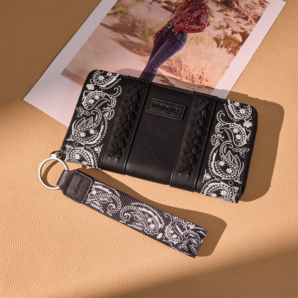 Wrangler Braided Paisley Bandana Wallet - Black