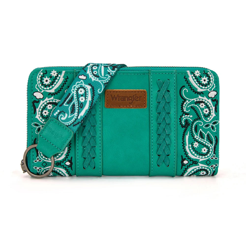 Wrangler Braided Paisley Bandana Wallet - Turquoise