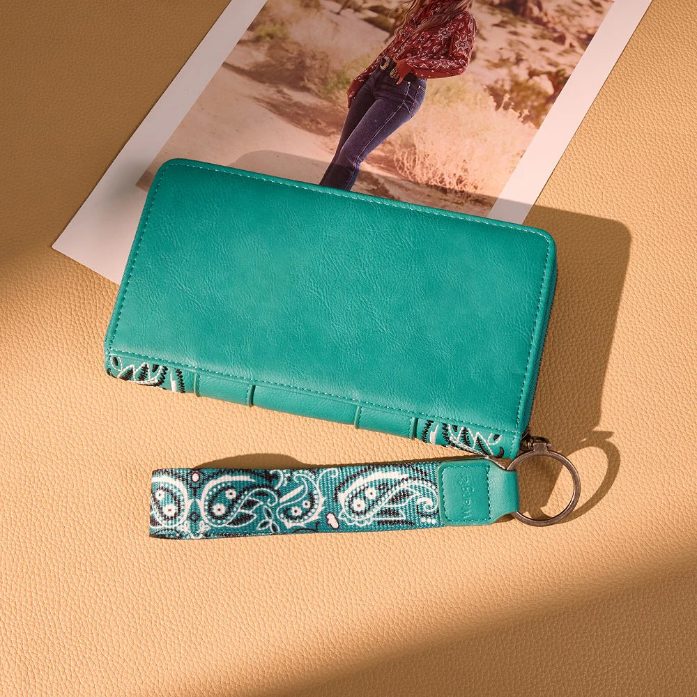 Wrangler Braided Paisley Bandana Wallet - Turquoise