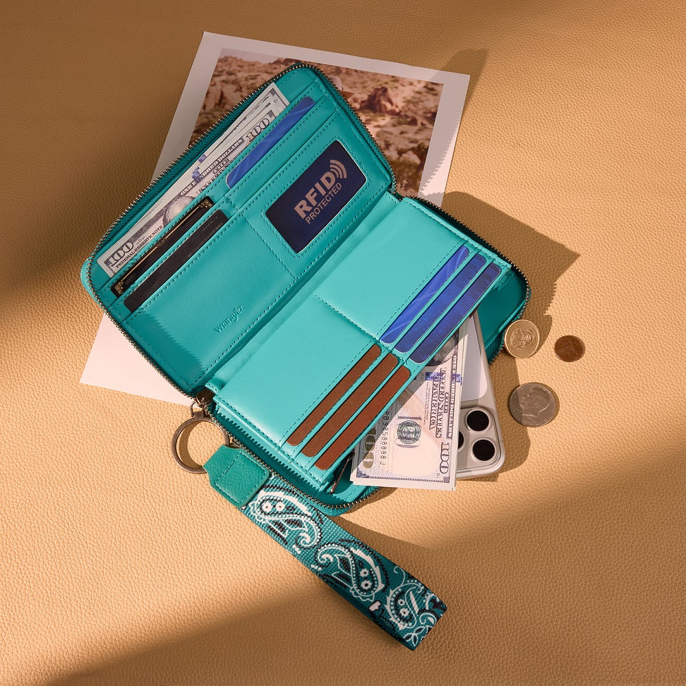Wrangler Braided Paisley Bandana Wallet - Turquoise