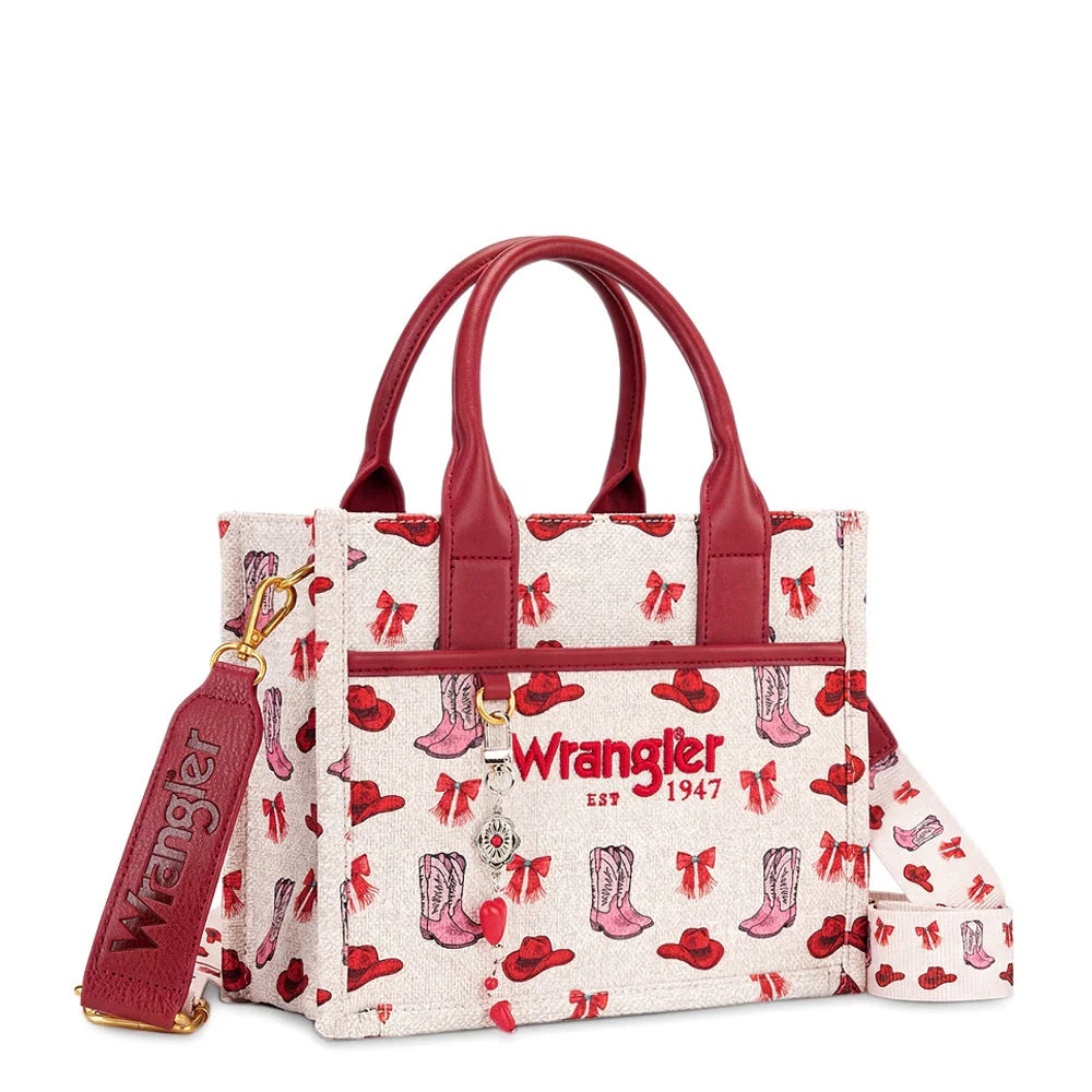 Wrangler Western Print Cowgirl Tote Bag/Crossbody - Red
