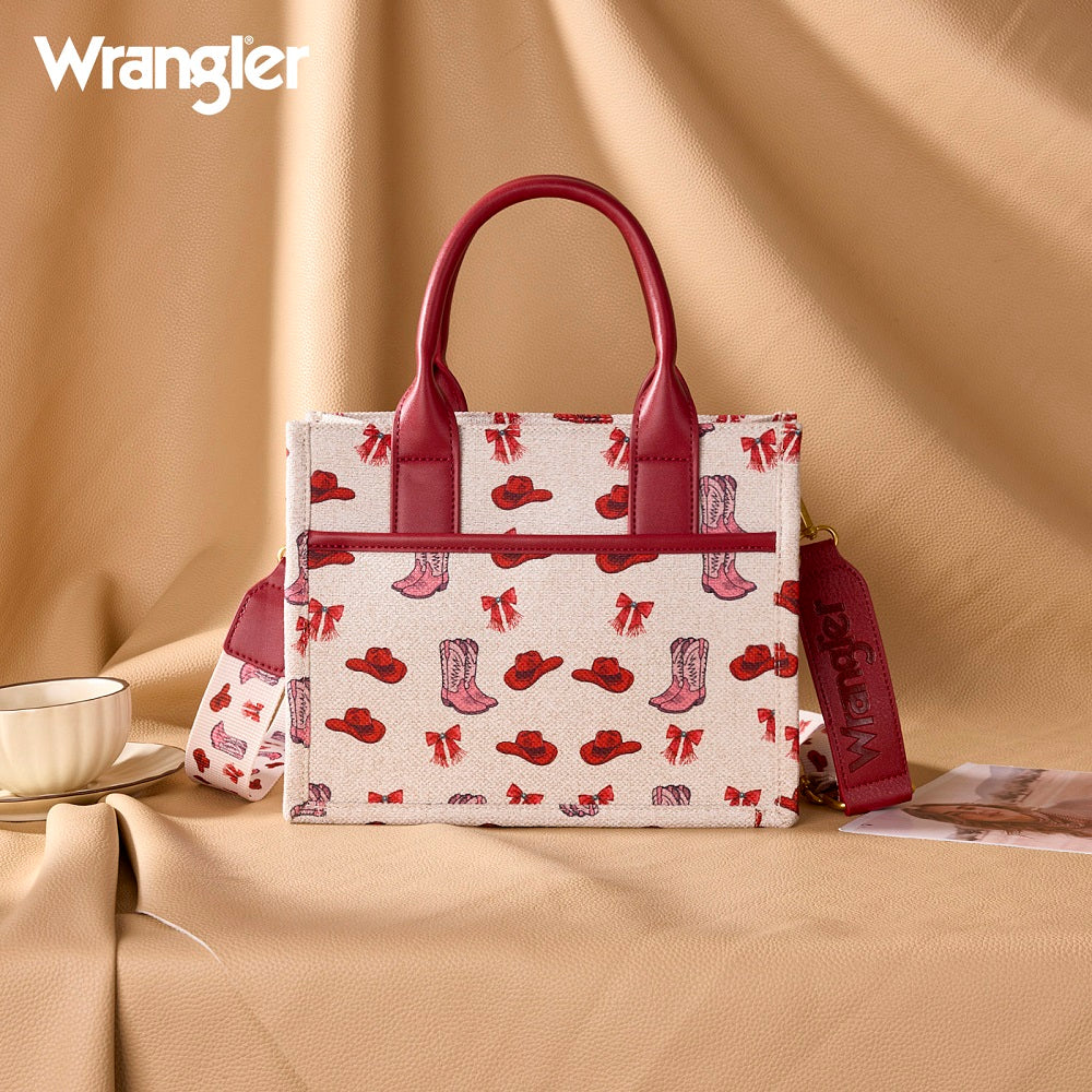 Wrangler Western Print Cowgirl Tote Bag/Crossbody - Red