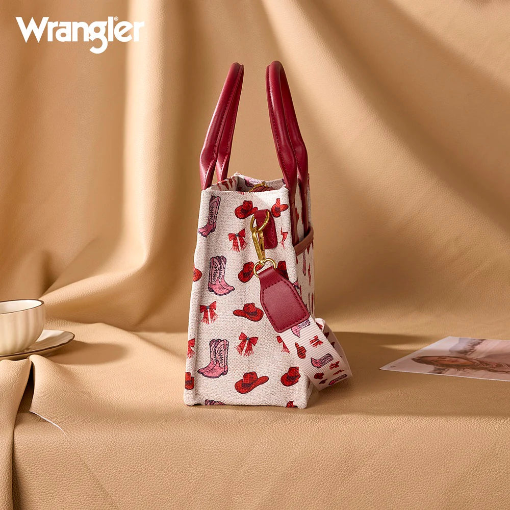 Wrangler Western Print Cowgirl Tote Bag/Crossbody - Red