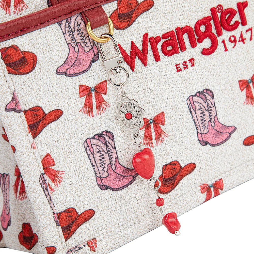 Wrangler Western Print Cowgirl Tote Bag/Crossbody - Red