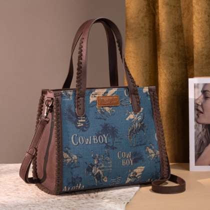 Wrangler Vintage Retro Cowboy Cool Print Concealed Carry Satchel/Crossbody