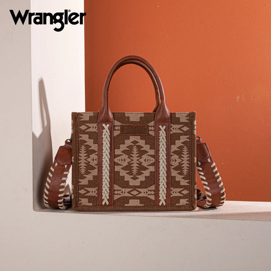Wrangler Southwestern Print Small Canvas Tote/Crossbody - Brown
