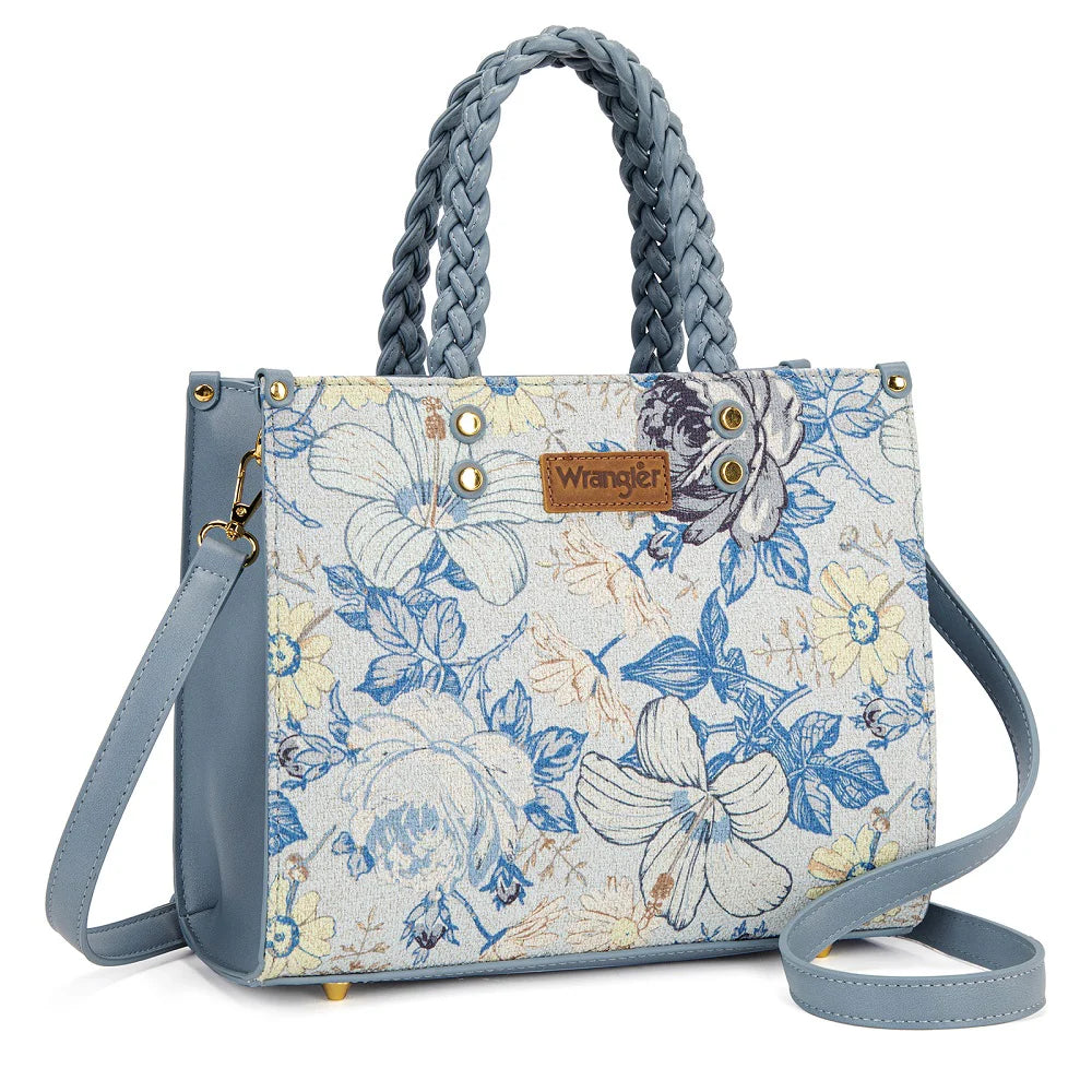 Wrangler Floral Print Braided Tote Bag - Jean