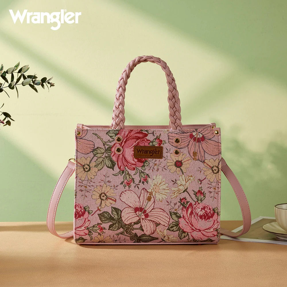 Wrangler Floral Print Braided Tote Bag