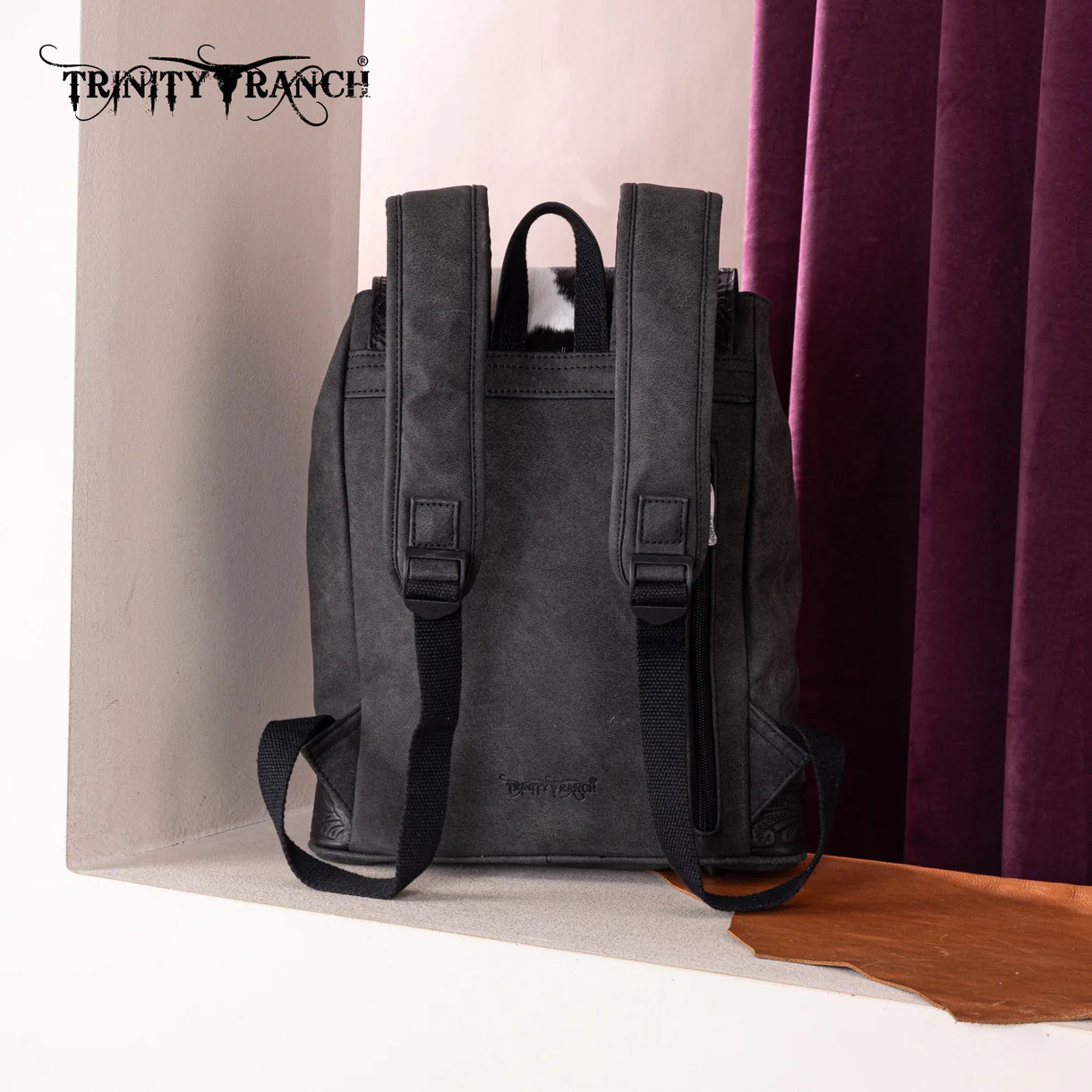 Trinity Ranch Genuine Hair-On Cowhide Tooled Backpack -