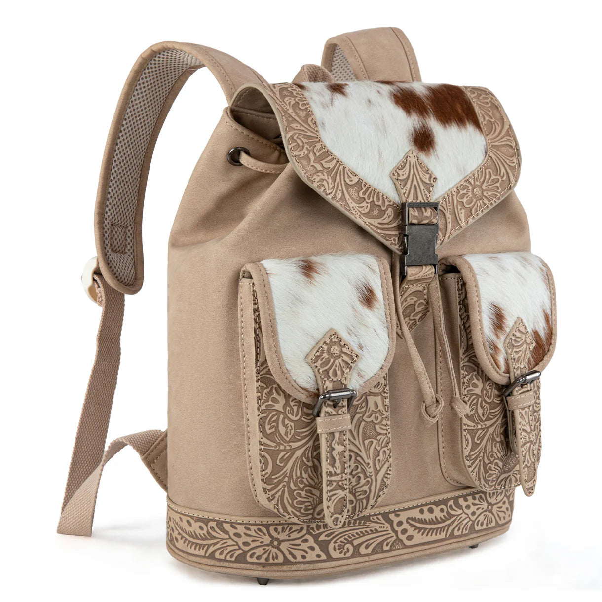 Trinity Ranch Genuine Hair-On Cowhide Tooled Backpack
